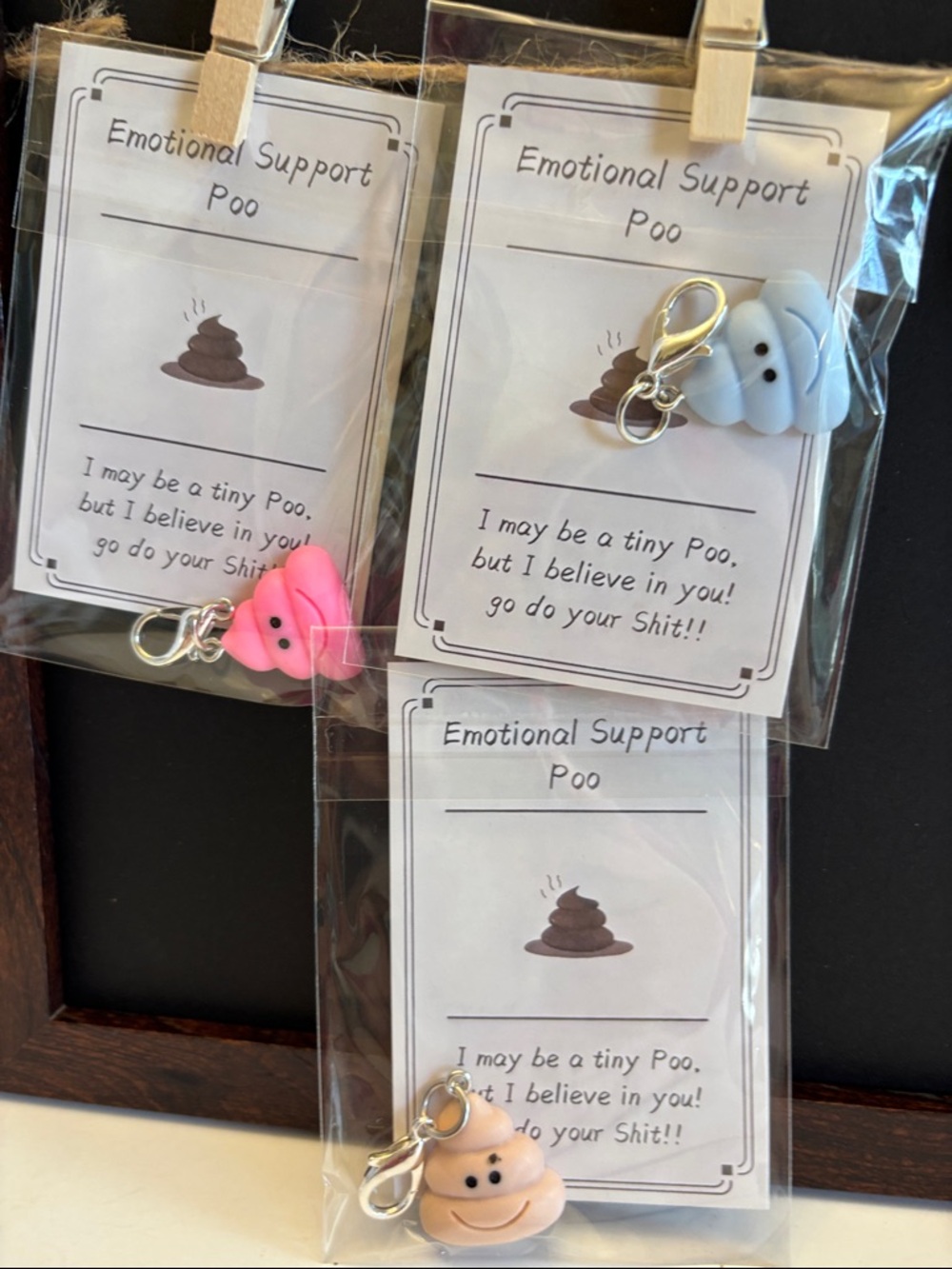Emotional Support Poo Charm Keychains - Choose One - Picture 2 of 3